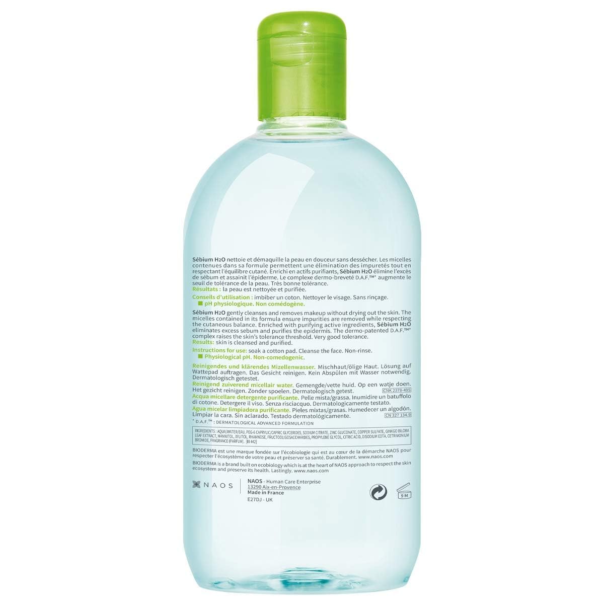 Bioderma - Sébium H2O - Micellar Water - Cleansing and Make-Up Removing - for Combination to Oily Skin