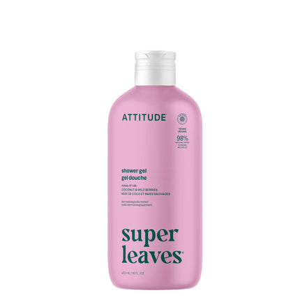 ATTITUDE Body Wash, EWG Verified Shower Gel, Dermatologically Tested, Plant and Mineral-Based, Vegan Personal Care Products, White Tea Leaves, 473 mL