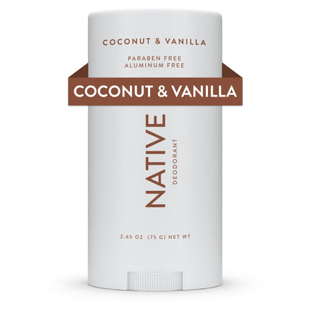 Native Deodorant Womens & Men – Alcohol & Aluminium Free - Coconut & Vanilla Scent - Naturally Derived with Shea Butter, Coconut Oil & Baking Soda - 72 Hour Odor Control (75ml)