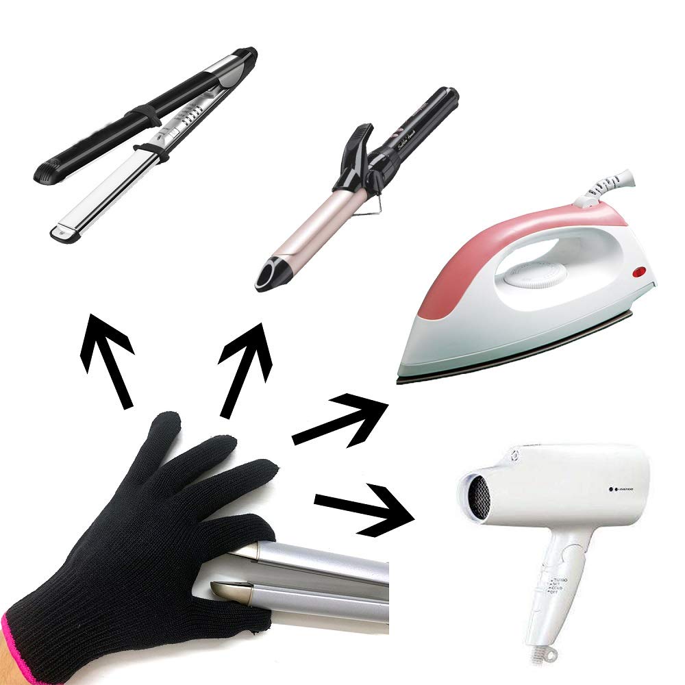 Professional Heat Resistant Styling Glove, Heat Lock for Curling, Flat Iron and Curling Wand, Suitable for Left and Right Hands, 1 Piece, Pink Edge