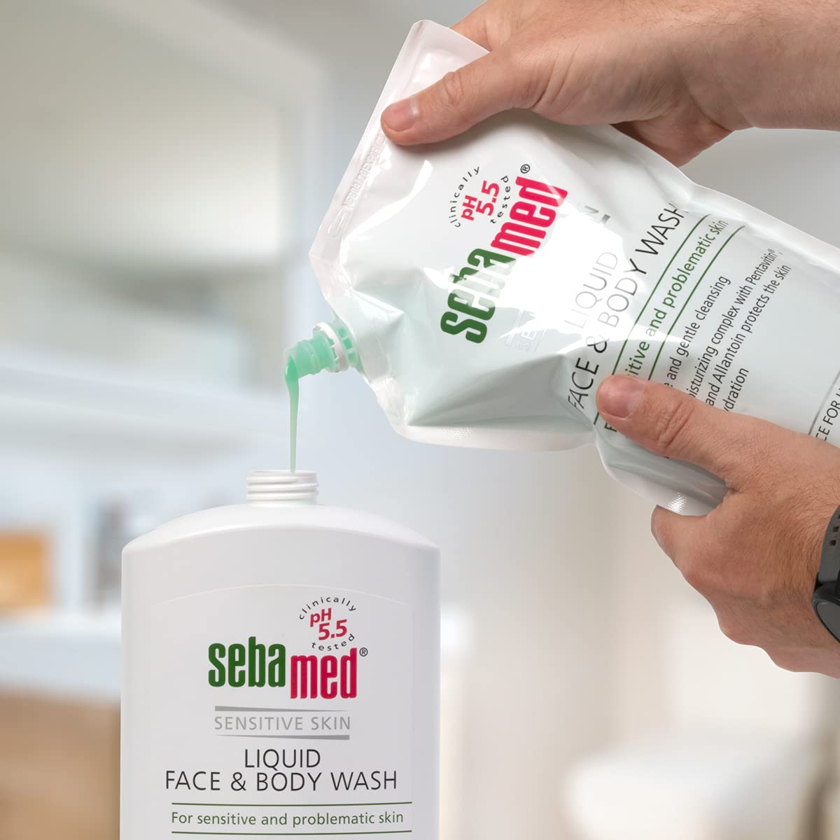 Sebamed Liquid Face & Body Wash | 1L Refill Pack | Soap Free Gentle Cleansing | Sensitive & Problematic Skin