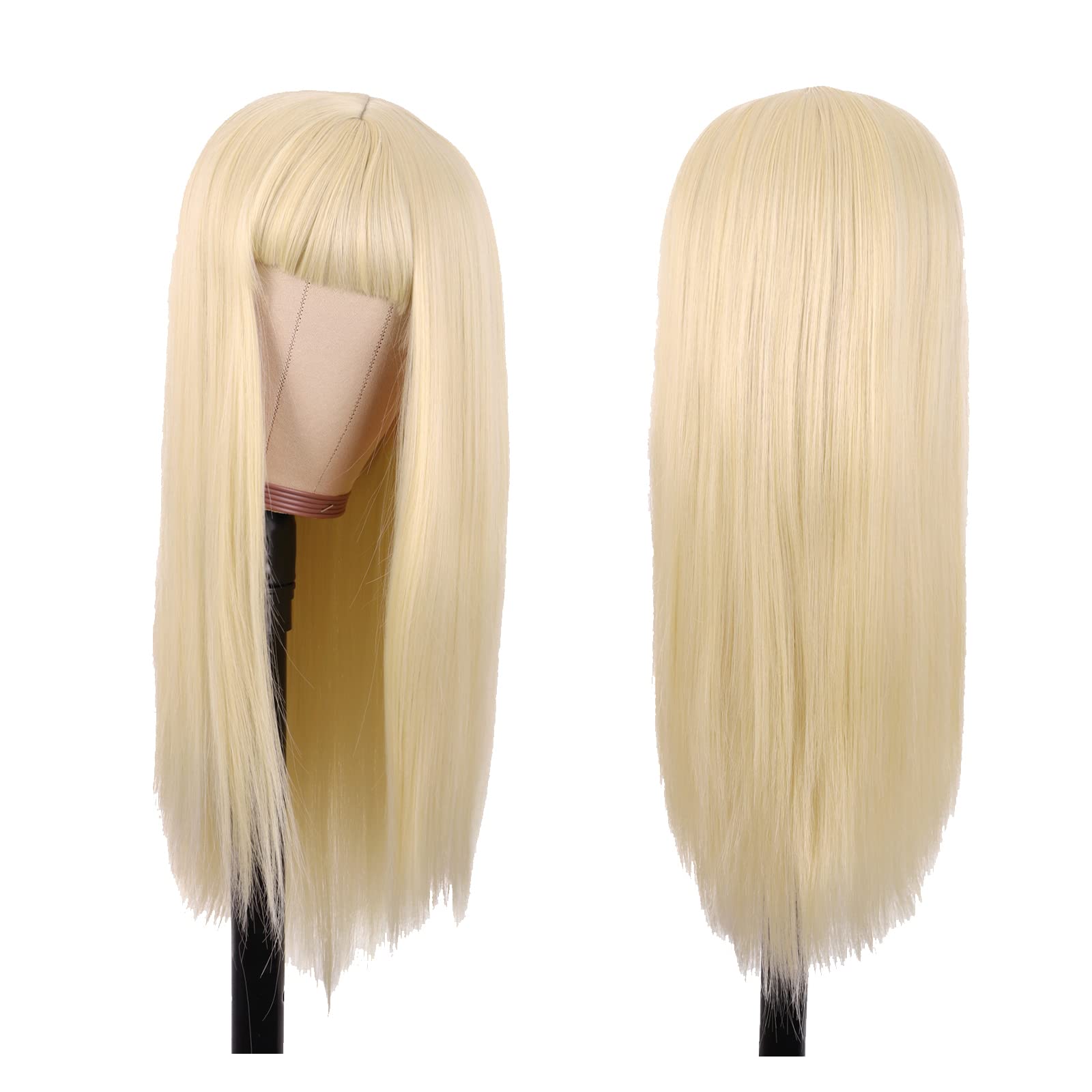 MapofBeauty 24 Inch/60 cm Long Straight Synthetic Hair Heat Resistant Party Cosplay Wig (Mixed Blonde)
