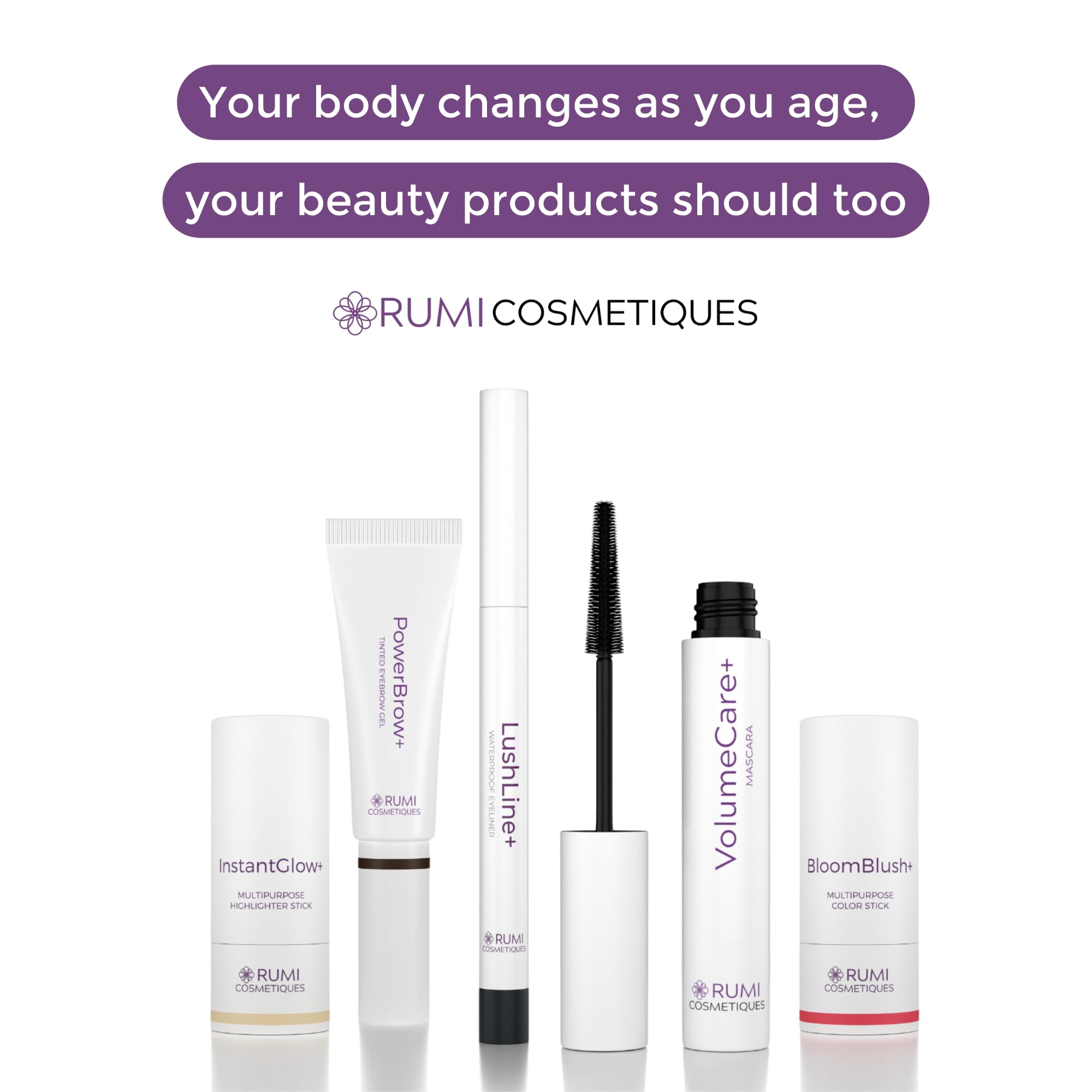 Rumi Cosmetiques VolumeCare+ Mascara For Older Women - Extreme Length and Volume 2-in-1 Formula - No Clumps, Long-wearing, Hypoallergenic Mascara For Sensitive Eyes (Dark Brown)