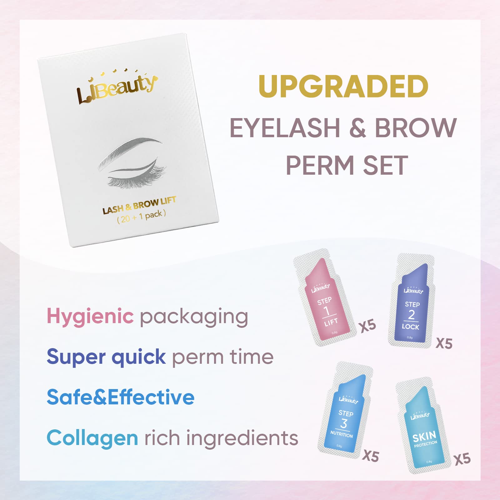 Libeauty Lash Lift and Brow Lamination, Lash Perm Kit, Eyebrow Lamination Kit, Lash Lift Kit, Long Lasting Salon Results, Lifting & Curling for Eyelashes(Just with Lotion)