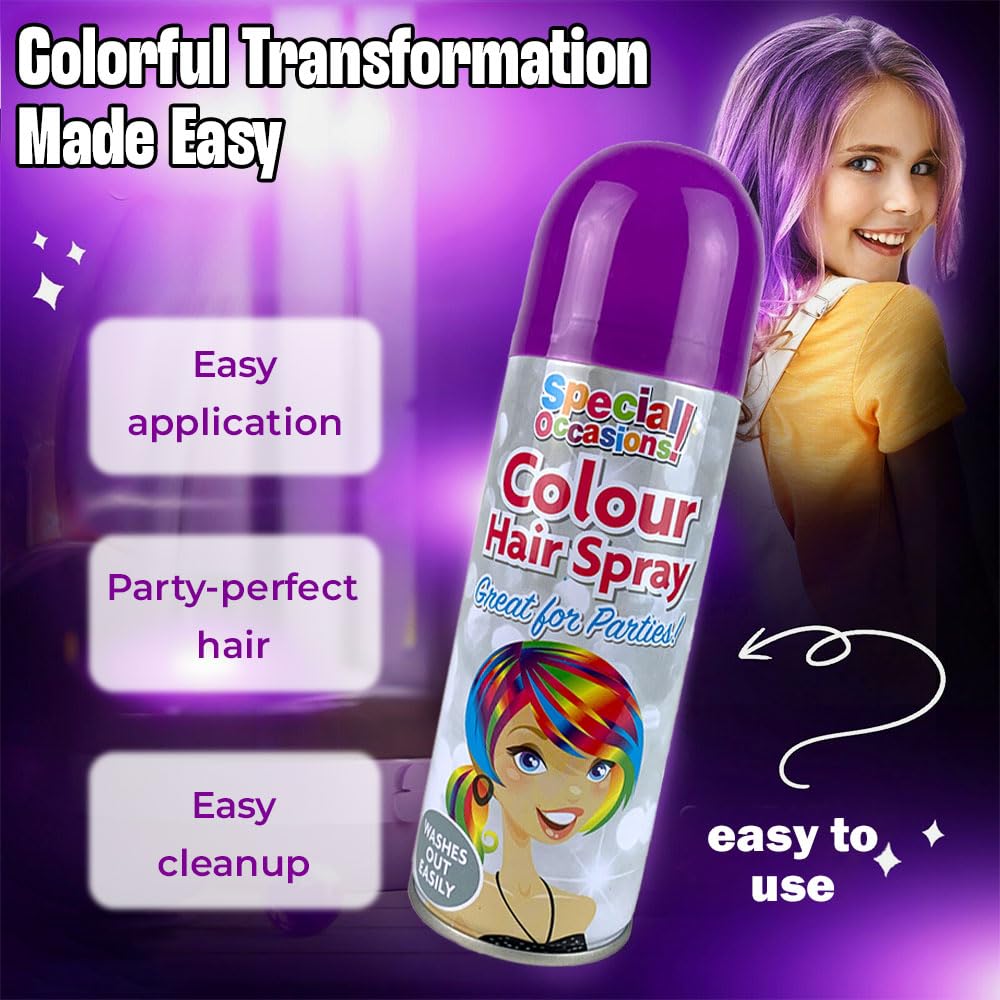 Zopper 6 x 200ml Hair Spray Multi Colour for Special Occasion Temporary Washable Fancy Dress Up Hairspray Can