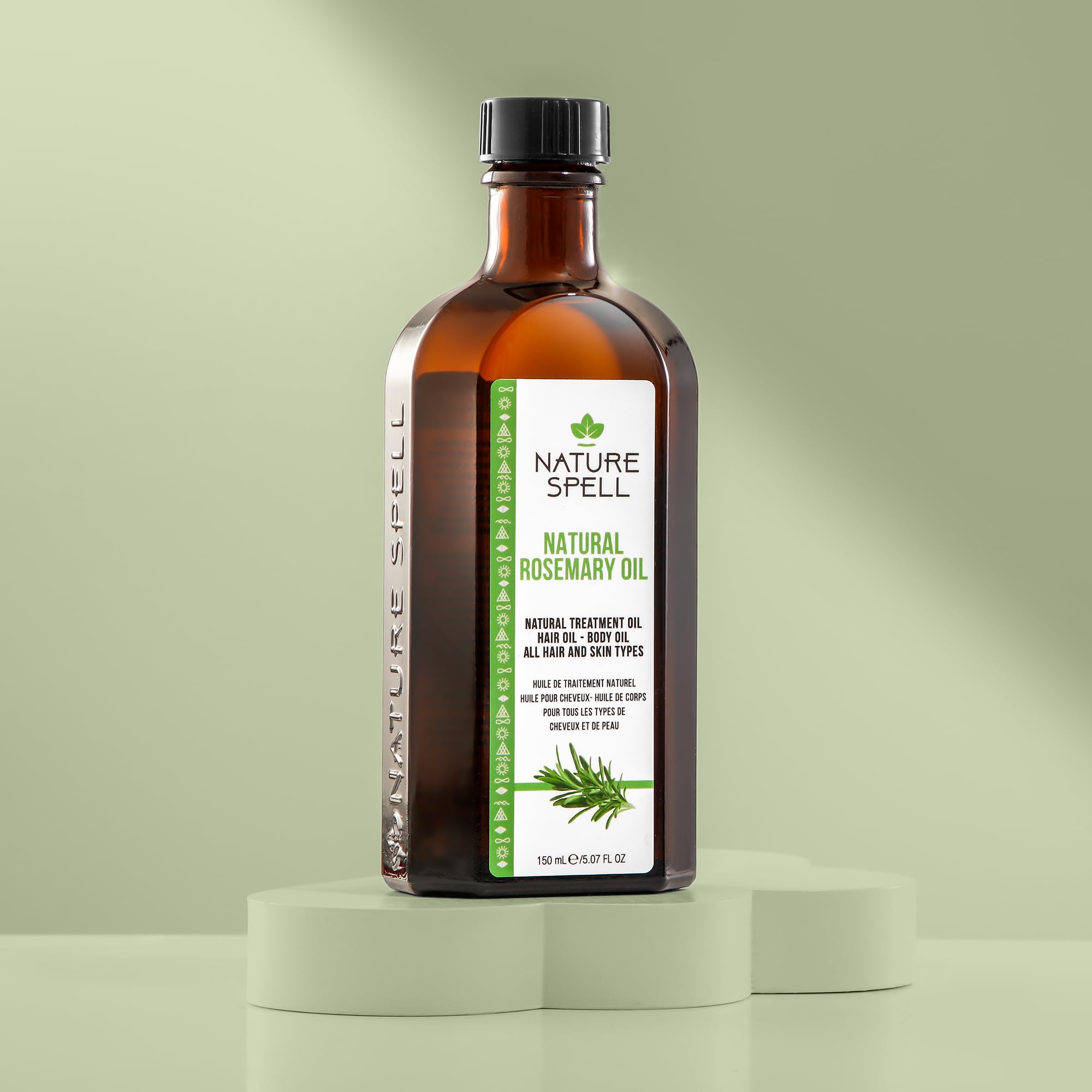 Nature Spell Rosemary Oil For Hair Growth Duo 150ml x 2, Treats Dry & Damaged Hair, Rosemary Oil Fusion Duo Pre-Diluted With Almond & Castor Oil, Made In The UK