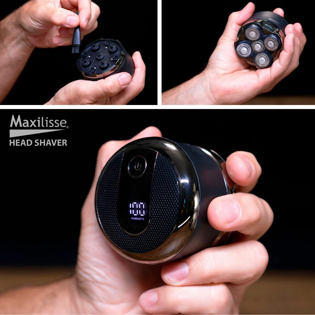 JML Maxilisse Head Shaver for Men - Professional Electric Shaver with 5 Floating Heads, Cordless, Rechargeable & Lightweight Design with Ergonomic Comfort Grip for Ultra-Close Smooth Head Shaving