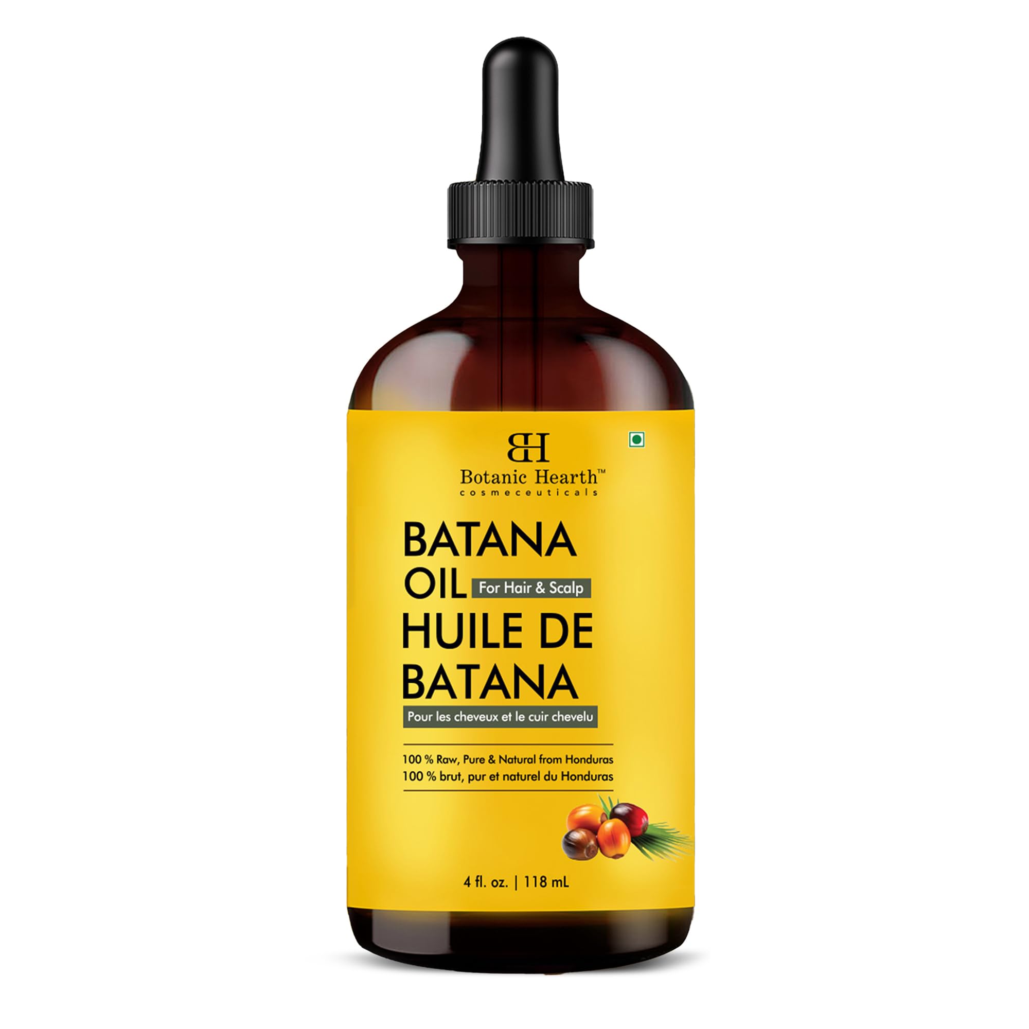 Botanic Hearth Raw Batana Oil for Hair Growth (4 fl oz) | 100% Pure & Unrefined Oil from Honduras | Promotes Thicker, Stronger Hair