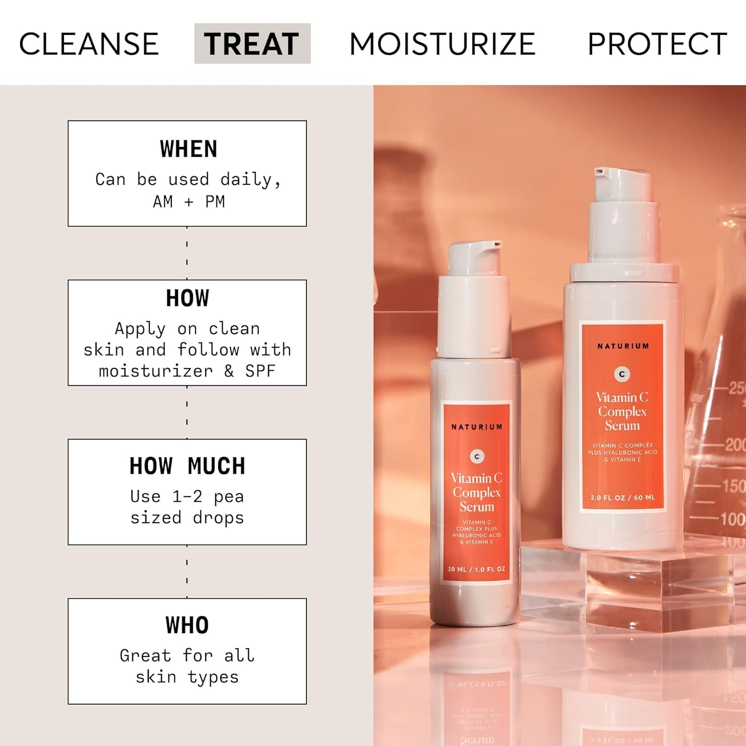 Naturium Vitamin C Complex Face Serum with Hyaluronic Acid & Vitamin E | 1.0 FL OZ / 30 ML