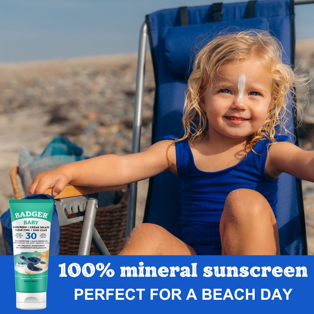 Badger Baby Sunscreen Cream SPF30 | Broad Spectrum & Water Resistant | Protects From UV Rays (87ml)