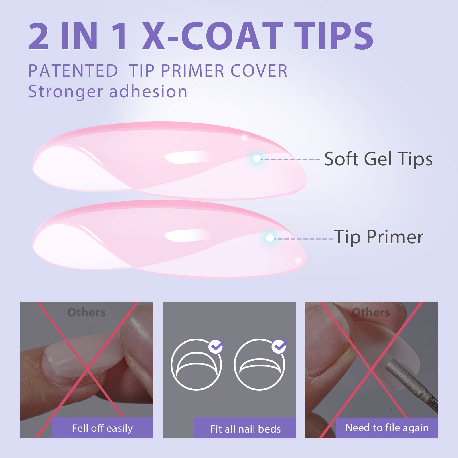Short Almond Gel Nail Tips - BTArtbox XCOATTIPS 160 Pcs Fake Nails, Pre-applied Tip Primer Soaked Off Press On Nails for Nail Extensions in 16 Sizes