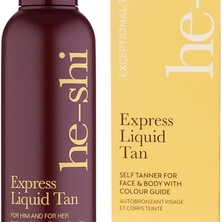 He-Shi Self Tan Express Instant Fake Tan Liquid – Bronze Natural Quick Dry Formula with Tropical Smell - Vegan & Cruelty Free - Medium Bronzing Glow (150ml)