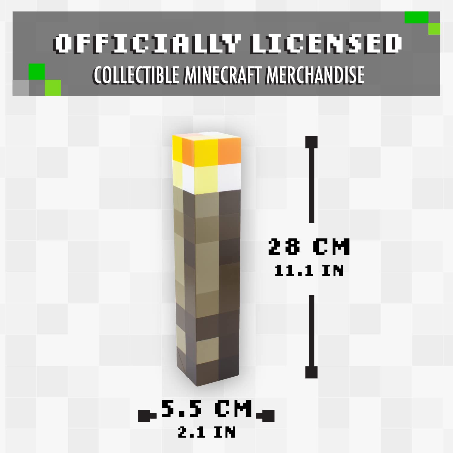 Minecraft Torch Lamp and Night Light, Wall Mountable or Freestanding, Battery-Powered, Officially Licensed Minecraft Room Decor