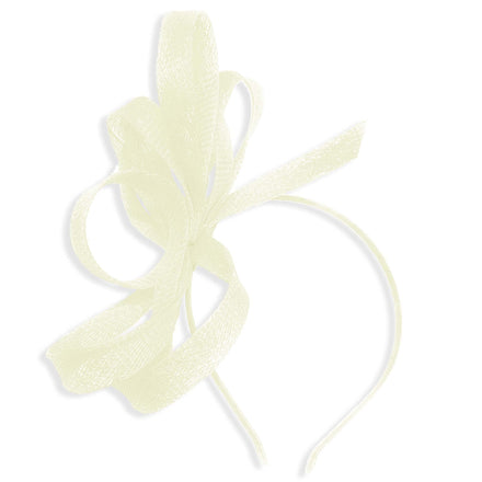 Caprilite Vegan Sinamay Fascinator Headband Wedding Hoop Ladies Day Ascot Races (Cream)