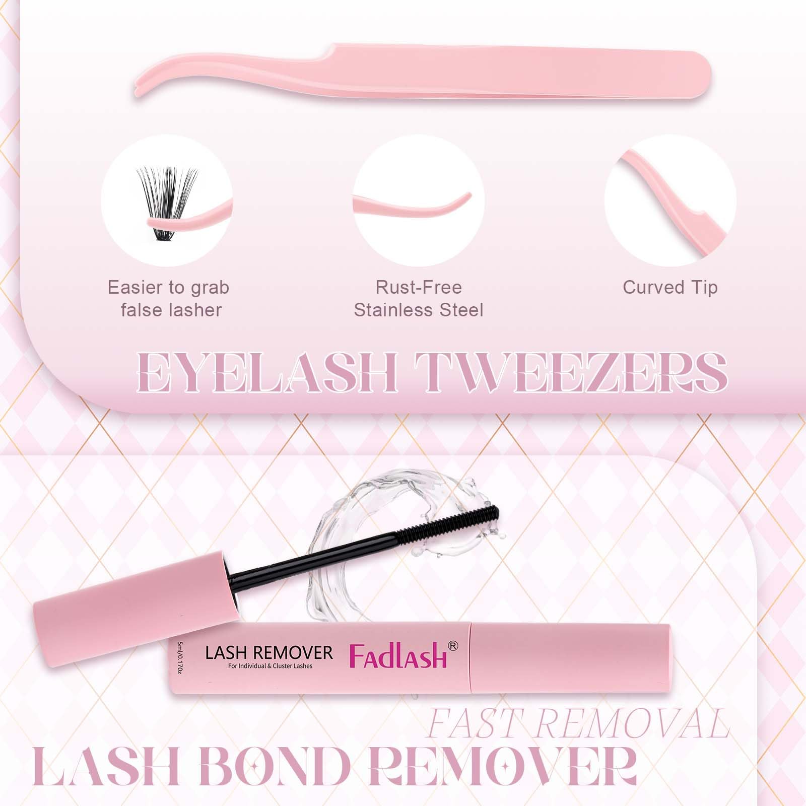 DIY Lash Extension Kit Individual Lashes Clusters Lash Bond and Seal, Clusters Lash Glue Remover and Eyelash Tweezers for Eyelash Extensions (40D-0.07D, 12-18mm, Kit)