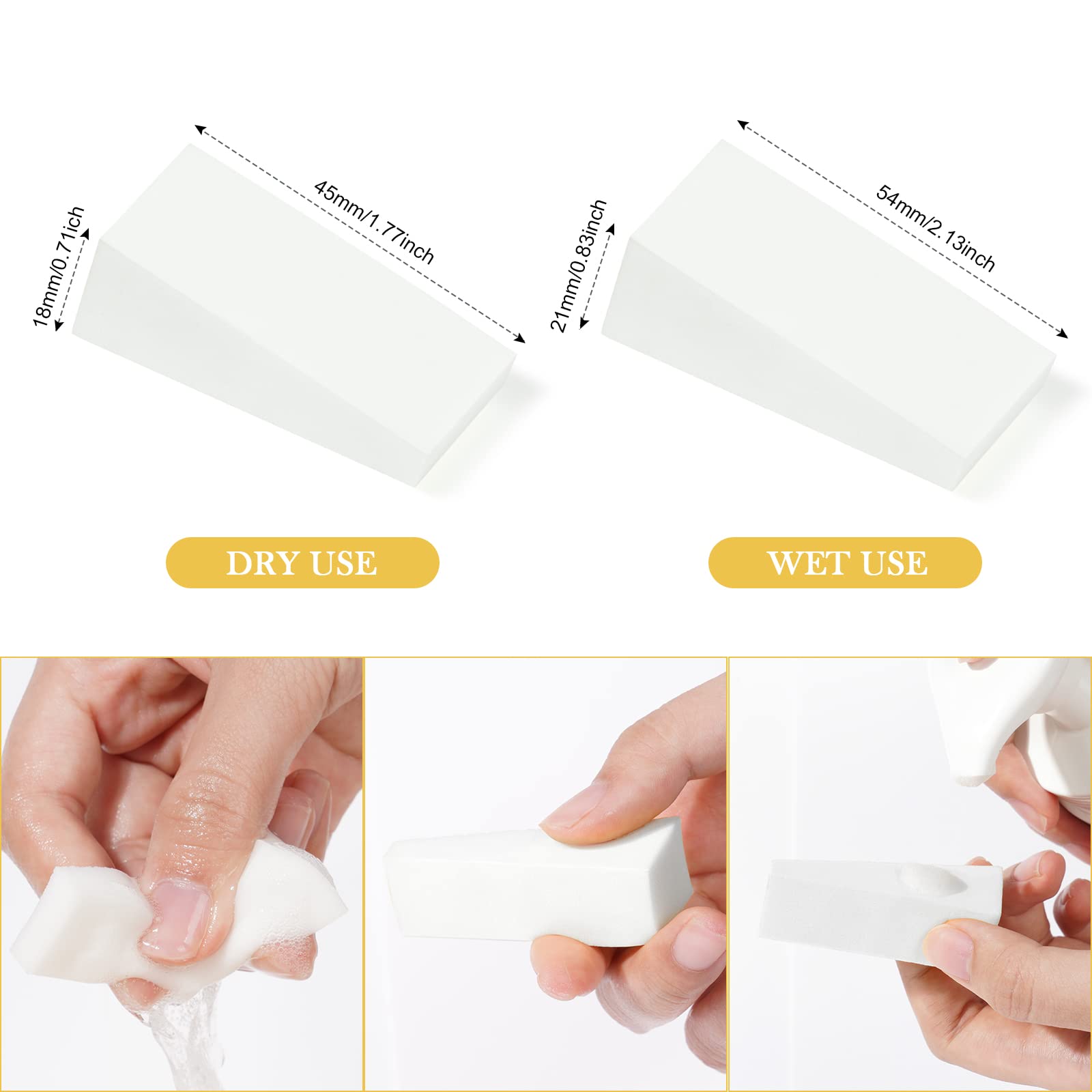 AUAUY 48 Pcs Makeup Sponge Wedge Shaped Blender, Mini Applicator Wedges, Non-Latex Cosmetic Puff, Cosmetic Wedges Beauty Blender Sponges, For Foundation Liquid Cream - White