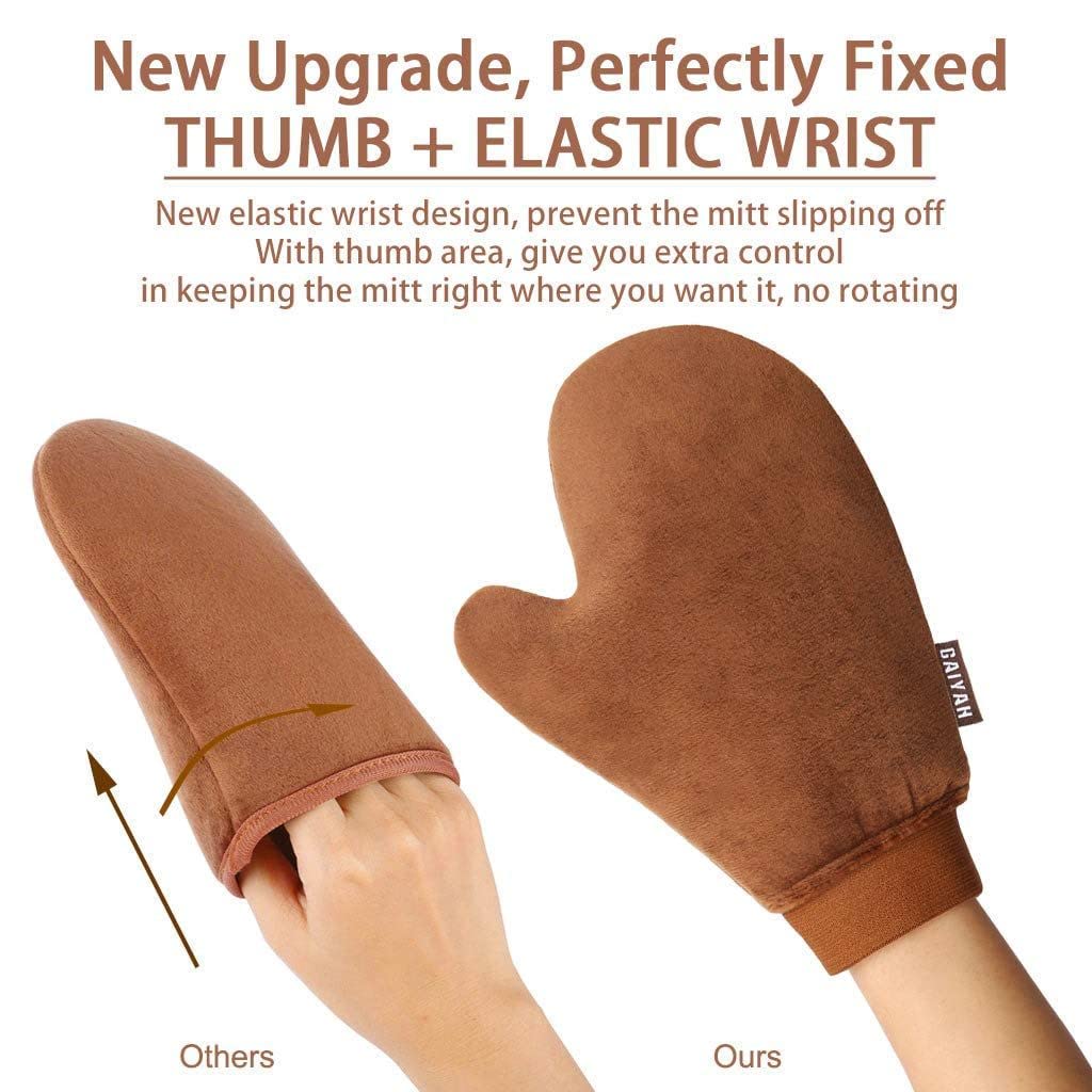 GAIYAH Tanning Mitts Self Tanner - Tanning Mitten Self Tanning Mitt Applicator Tanning Glove For Self Tan Mitt Applicator Self Tanner Mitt Applicator With Thumb Ultra Soft