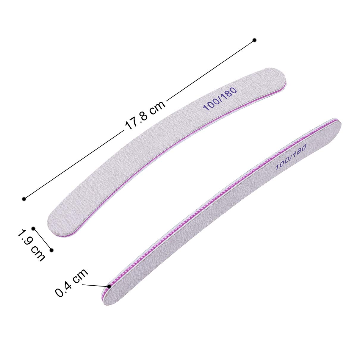 URAQT Nail Files, 15pcs Professional Curved Nail File Set, 100/180 Grit Double-Sided Emery Board Fingernail Files Manicure Tools for Natural Nail and Acrylic Nail