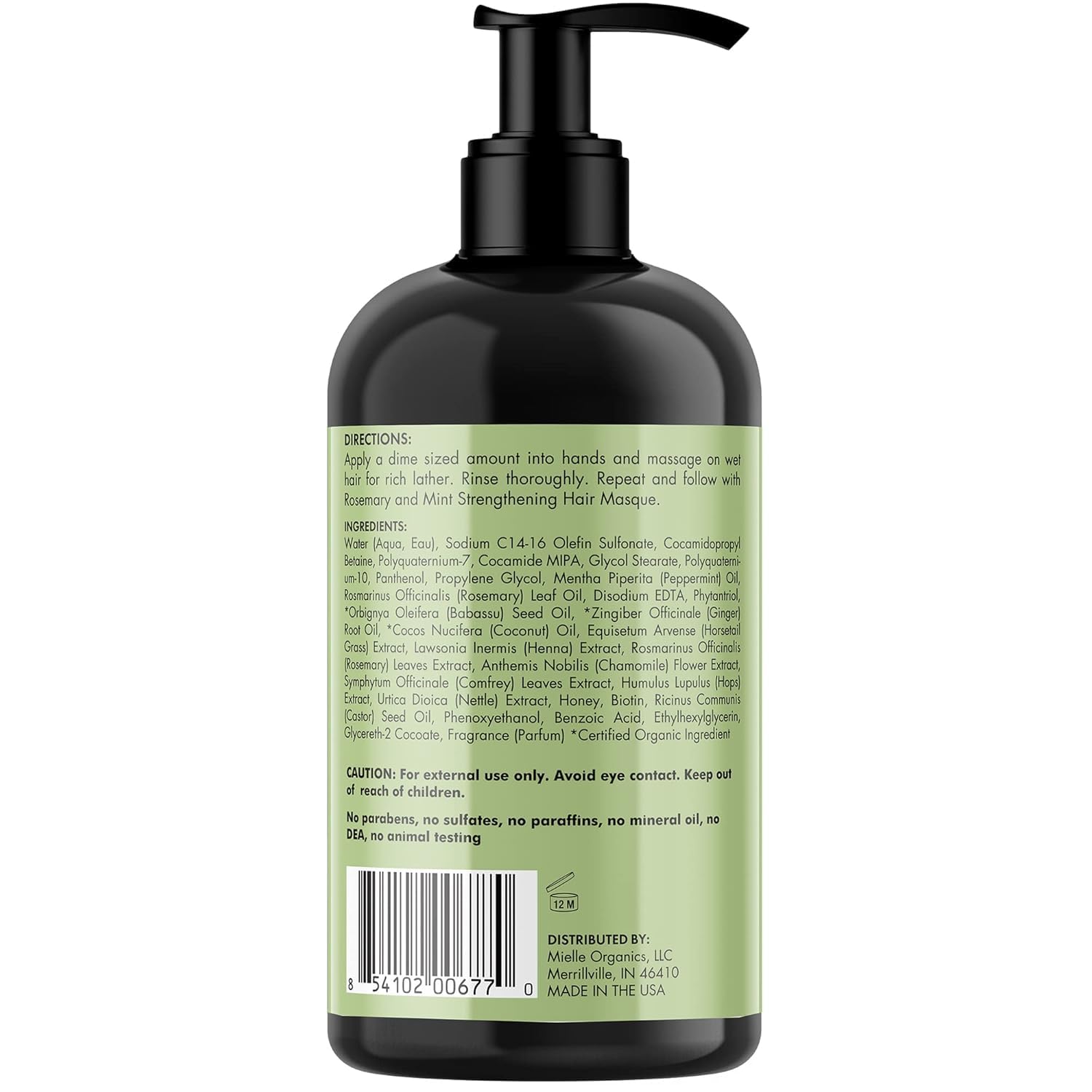 Mielle Organics Rosemary Mint Strengthening Hair Masque, Essential Oil & Biotin Deep Treatment, Miracle Repair for Dry, Damaged, & Frizzy Hair, 12 Ounces