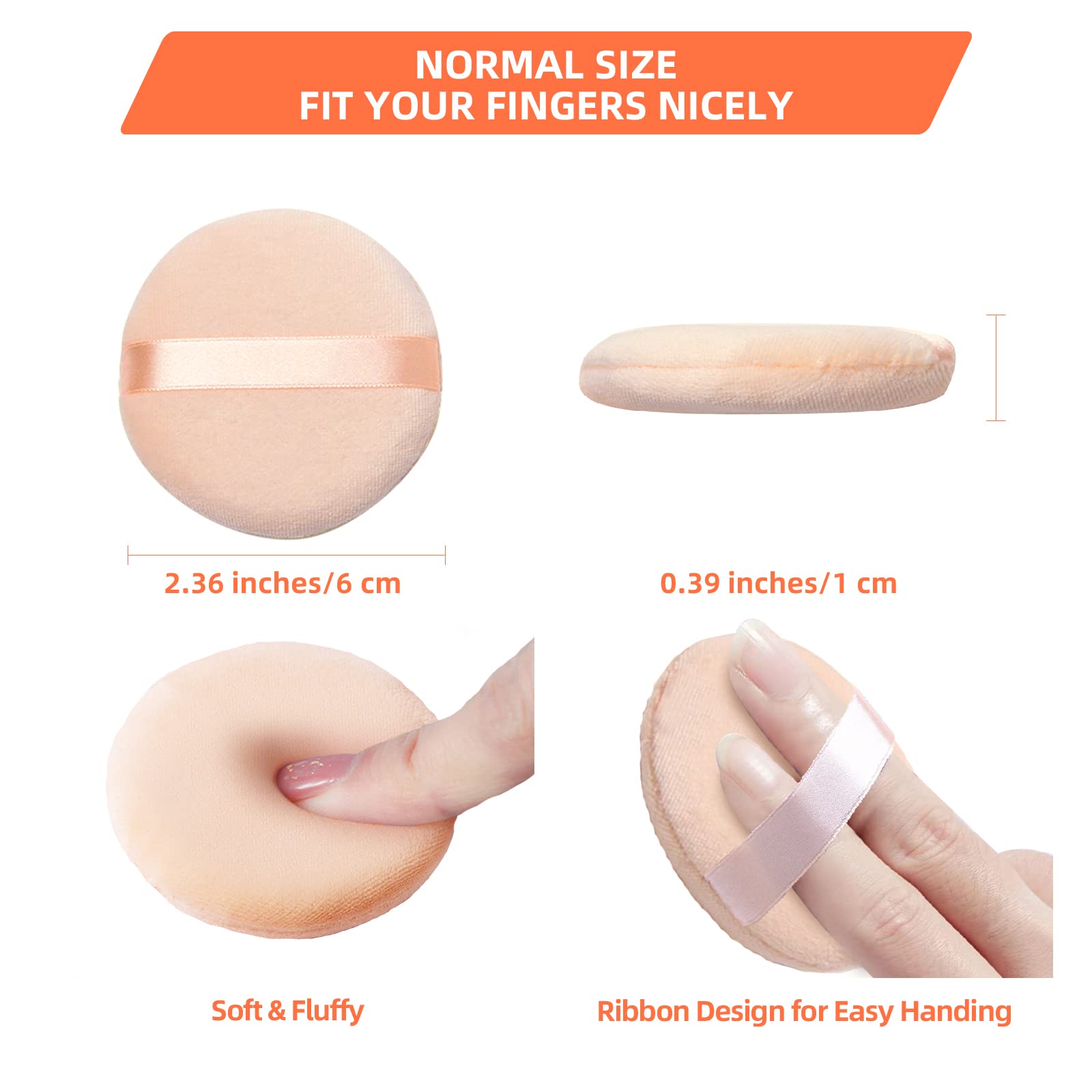 6 Pieces Powder Puffs Cotton Makeup Puffs for Loose Powder Mineral Powder Cosmetic Foundation - 2.36 inch/6 cm Soft Round Powder Puffs Makeup Face Sponges for Face and Body - Nude