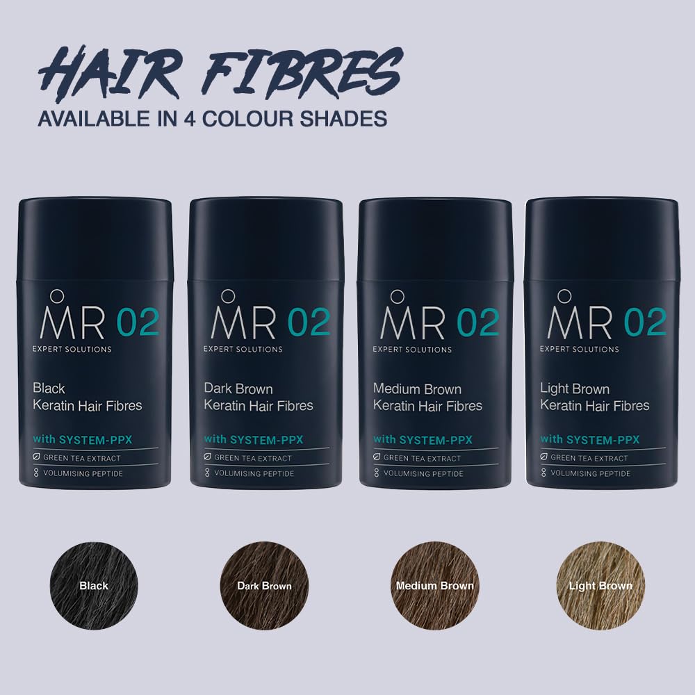 MR Medium Brown Hair Fibres (15g). Hair Loss Concealer with System-PPX, Thinning Hair Concealer for Bald Patch Cover Up, Hair Fibres Medium Brown, Hair Thickener for Men, Hair Texture Powder