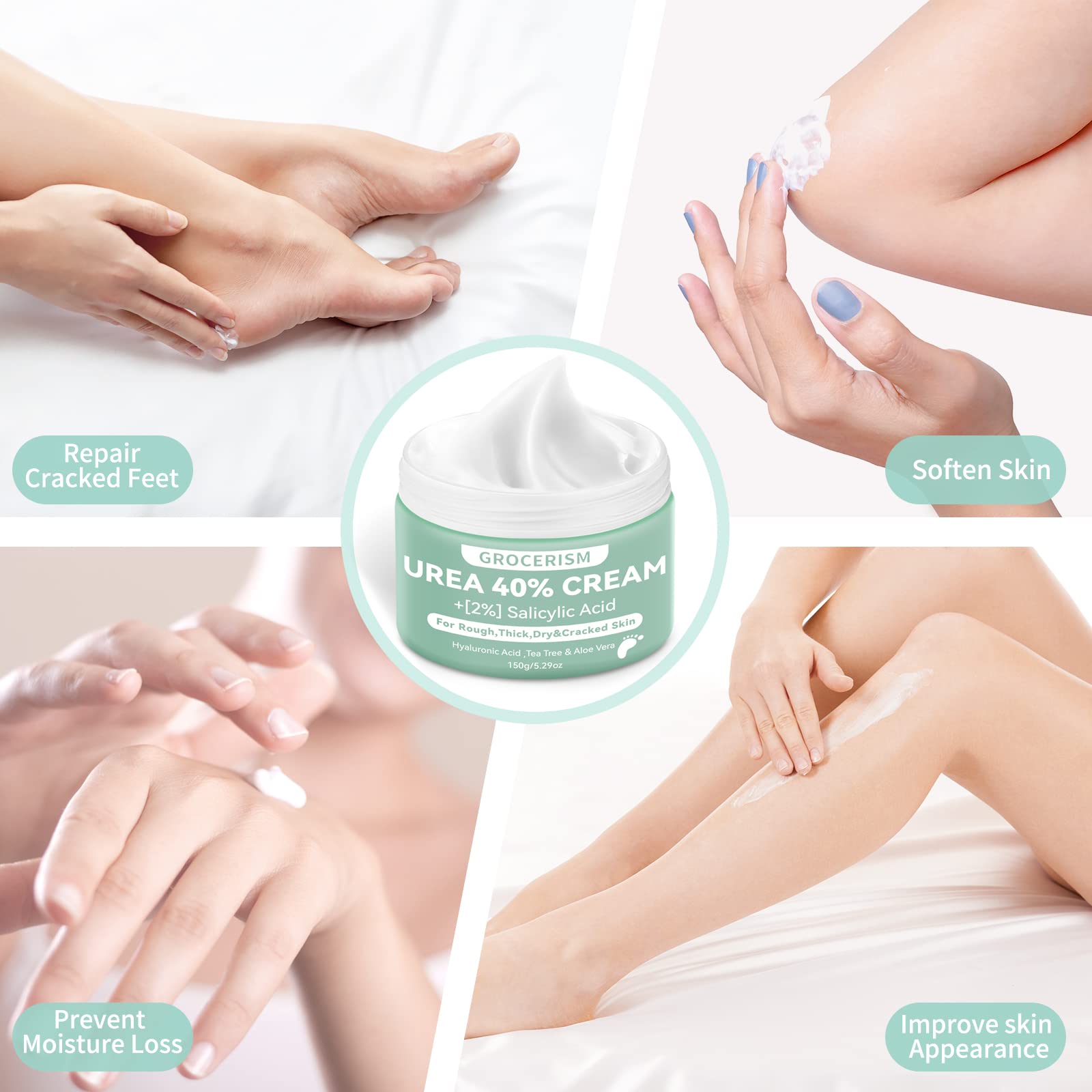2 Packs Urea Foot Cream 40 Percent Plus 2% Salicylic Acid 150g ||Foot Cream with Urea with Hyaluronic Acid, Tea Tree & Aloe Vera for Deep Moisturizing, Callus Soften