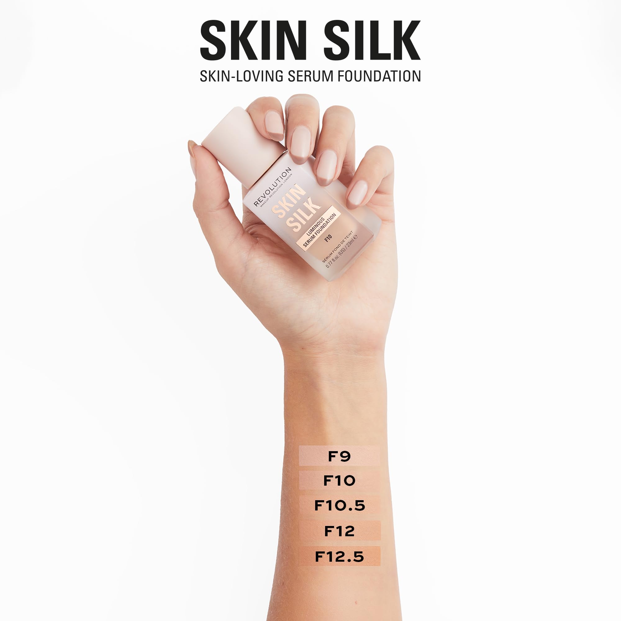 Skin Silk Serum Foundation, Light to Medium Coverage, Lightweight & Radiant Finish, Contains Hyaluronic Acid, F9 Medium Skin Tones, 0.77 fl oz