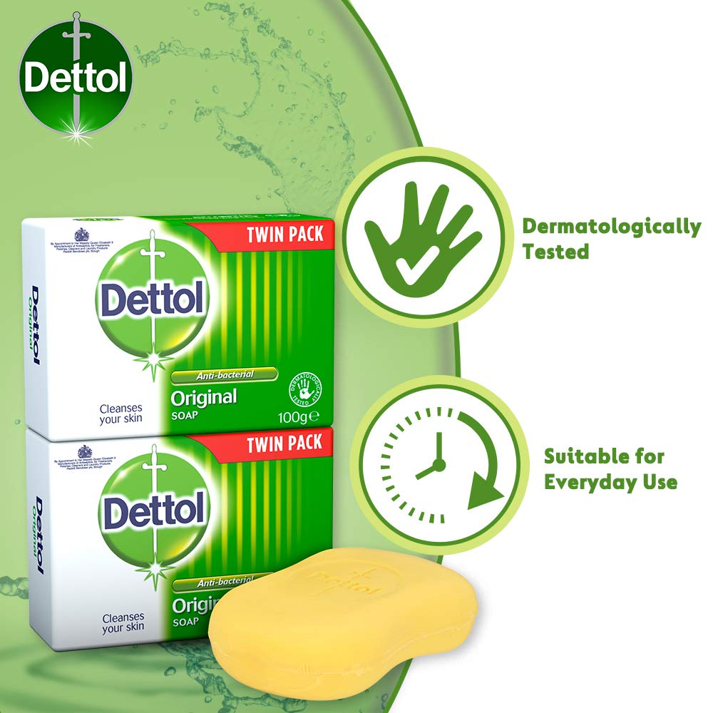 Dettol Anti Bacterial Original Soap 100g Twin Pack Dermatologically Tested
