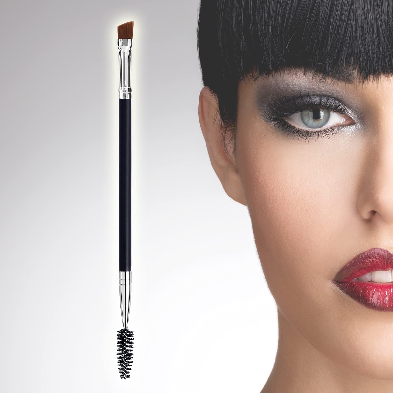 Duo Eye Brow Brush - Angled Eyebrow Brush, Spoolie, Eyelash Comb - 1 Pcs