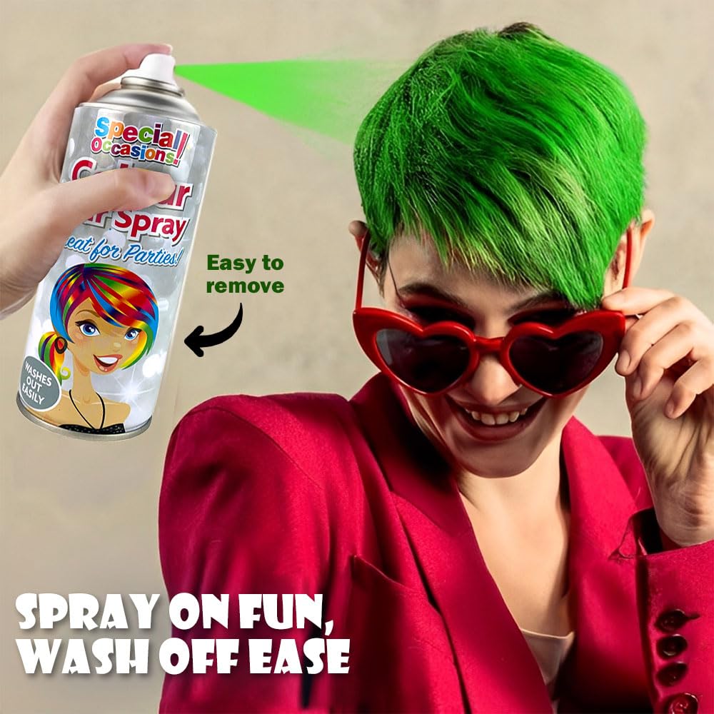 Zopper 6 x 200ml Hair Spray Multi Colour for Special Occasion Temporary Washable Fancy Dress Up Hairspray Can
