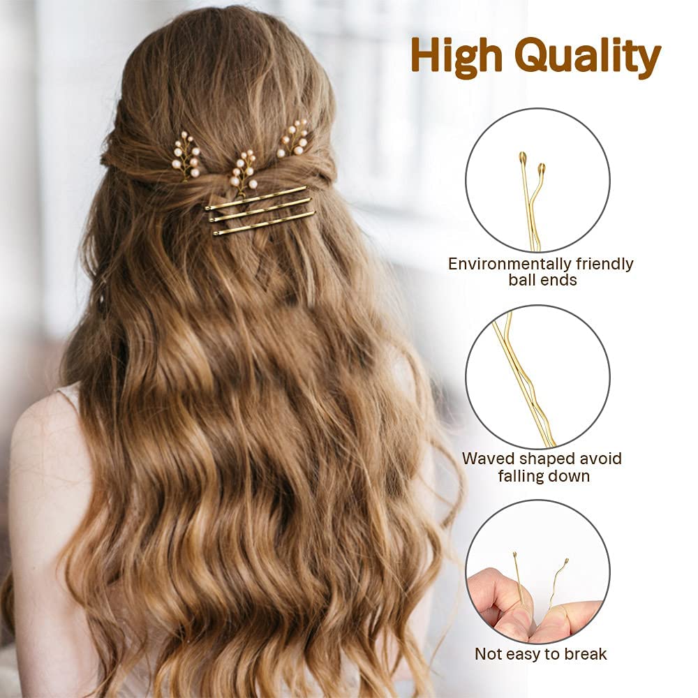 Blonde Bobby Pins, MORGLES 120 Pcs Hair Pins Hair Grips Blonde for Women with Box(5 cm/2.2 Inches)