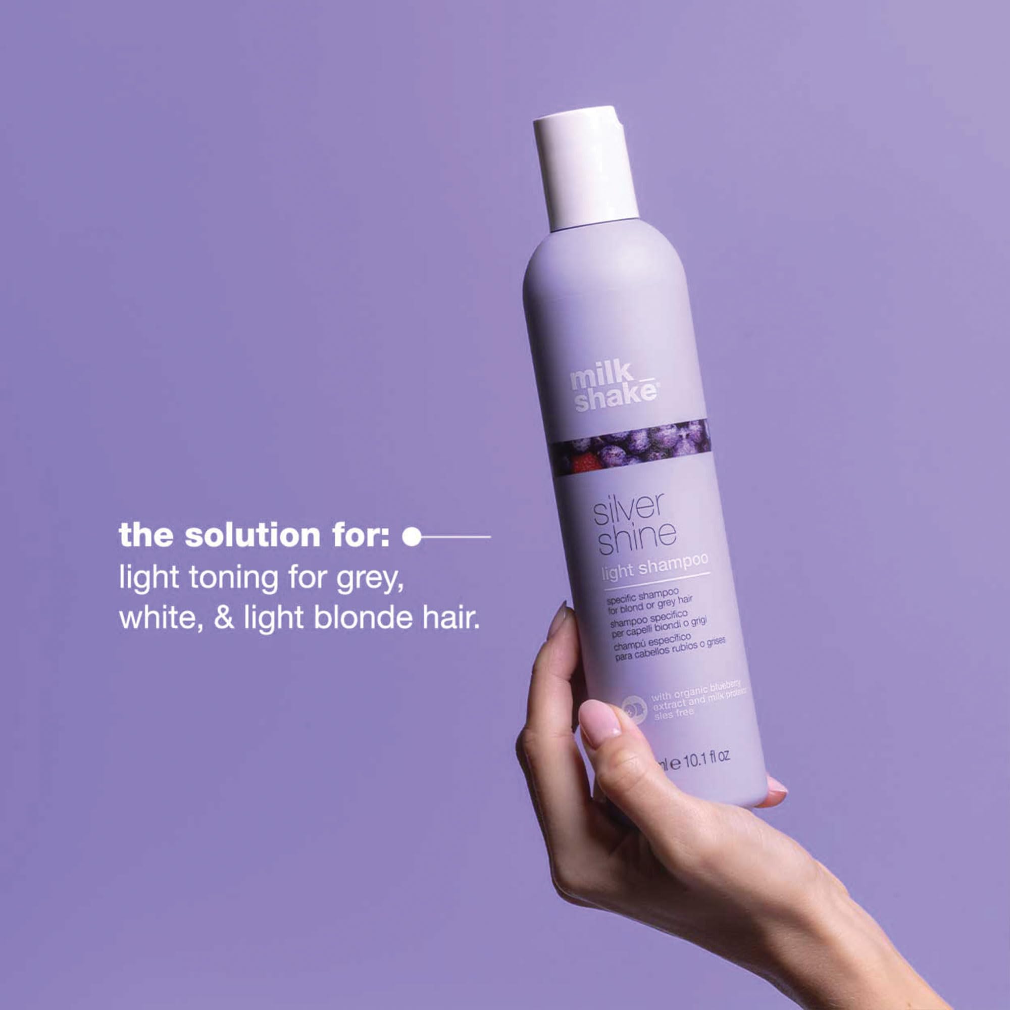 milk_shake | Silver Shine Shampoo 300 ml, Specific Anti-Yellow Delicate Shampoo for Blonde or Grey Hair, with Purple Pigment, Made in Italy