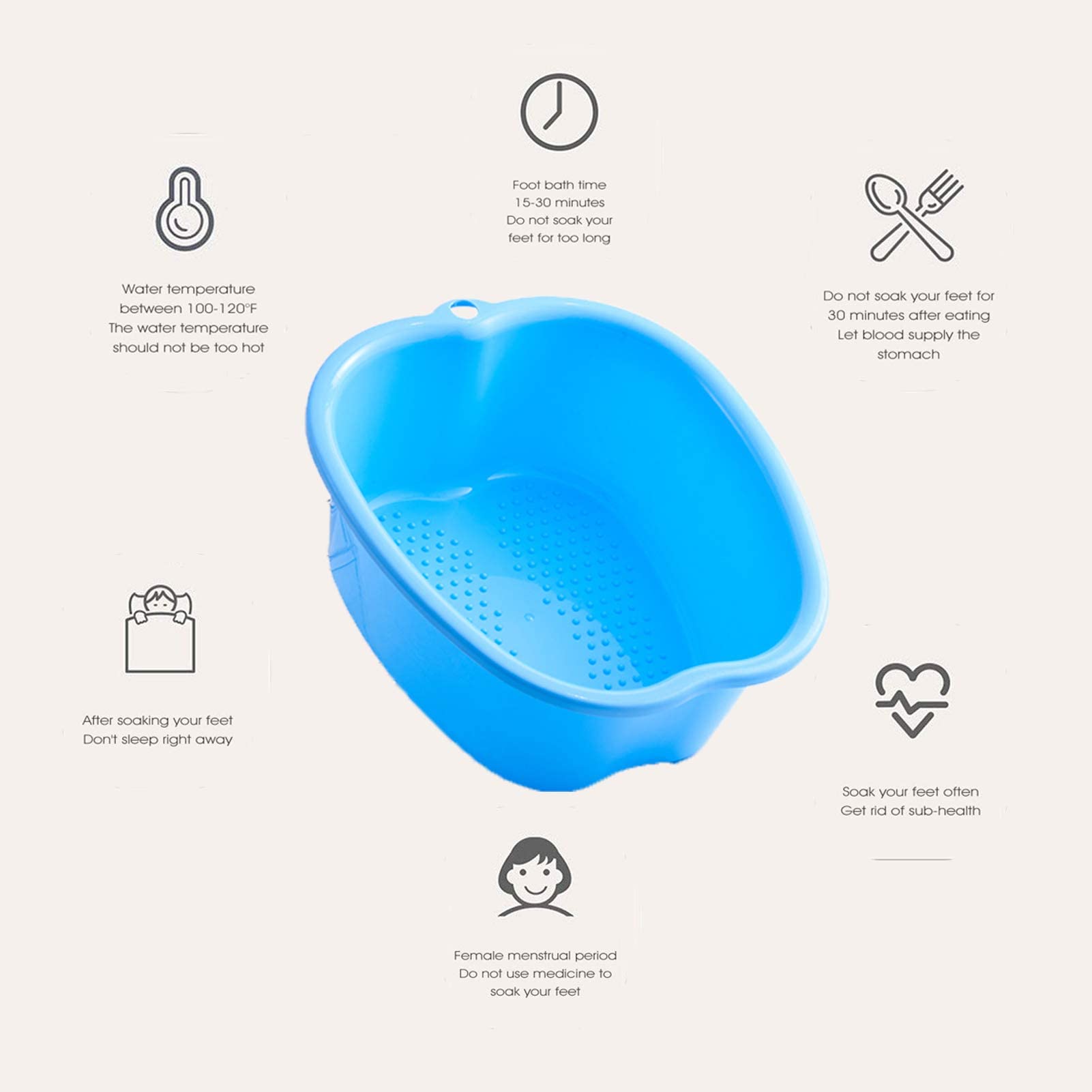 AXLOFO® Large Spa Foot Bath Bowl, Sturdy Plastic Foot Soak Bowl, Massage Foot Pedicure Bowl, Detox, feet soak, Extra Footbath Foot Basin for Soaked to Remove Dead Skin, Calluses (Blue)