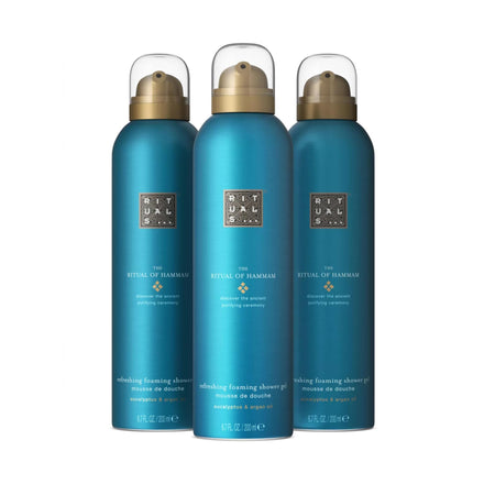 RITUALS Shower Foam The Ritual of Hammam - Value Pack - Shower Gel with Eucalyptus and Argan Oil - Refreshing Foaming Shower Gel - Economy Pack, 3 x 200ml