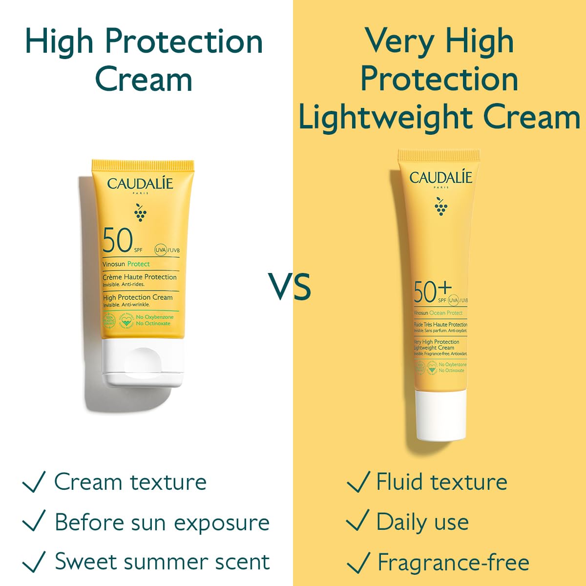 Caudalie Sun Cream Vinosun Protect Very High Protection Lightweight Cream SPF50+ - 40 mL