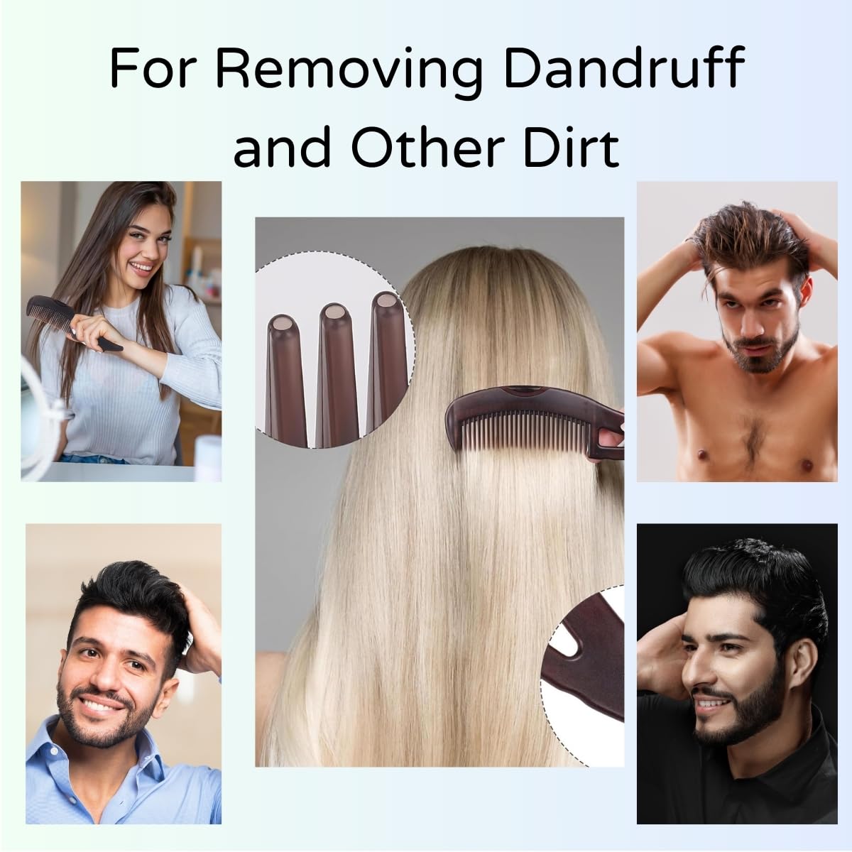 Dandruff comb, Removes Dandruff and Dirt for Women and Men, Massage Comb, Protect Scalp, Hollow Design, Clean up Oily Hair