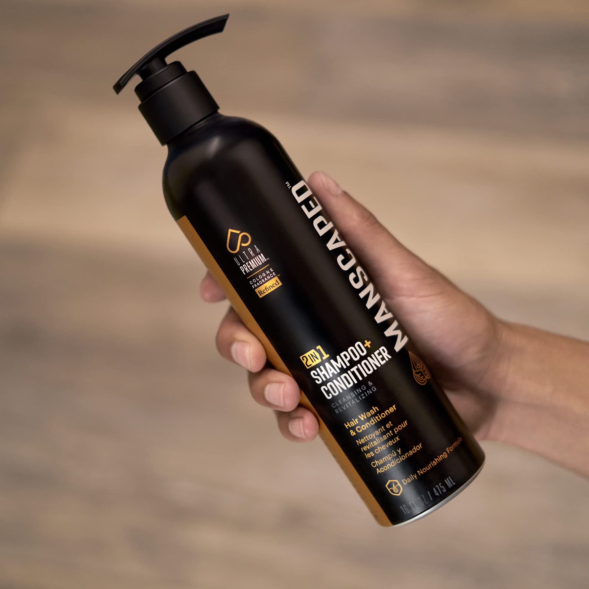 MANSCAPED® 2 In 1 Shampoo & Conditioner, UltraPremium Formula Infused with Sea Kelp, Coconut Water, Aloe for Nourishing and Hydrating Hair (16 oz Bottle)