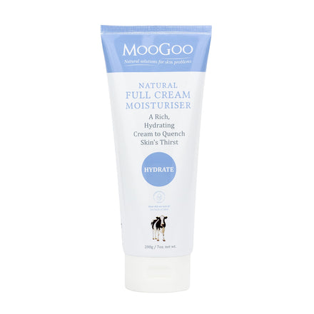 MooGoo Natural Full Cream Moisturiser - Ultra-Hydrating Repair for Dry, Itchy, Sensitive Skin - Suitable for Face, Body & All Ages, 200g / 7oz.