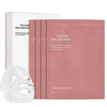 Bio Collagen Face Mask Overnight, Korean Glass Skin Collagen Real Deep Face Masks Skincare, Korean Skincare - Fights Wrinkles, Glow & Rejuvenating Skin, 8 Pack