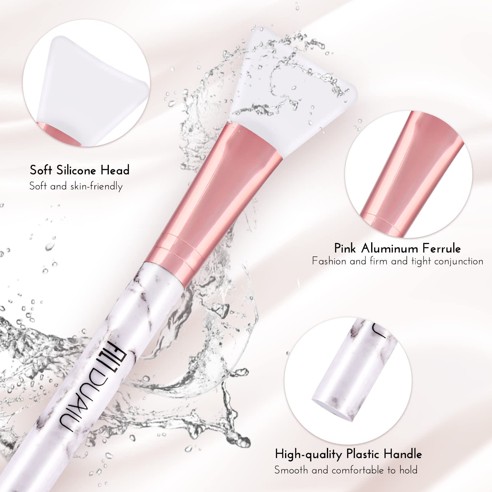 Silicone Face Mask Brush DUAIU Face Mask Applicator Silicone Brush Facial Tools and Facial Brush with Soft Silicone Head for Facial Mask, Eye Mask, Cream, Mud, Clay, Mixed Mask, DIY Mask (2PCS,Pink)