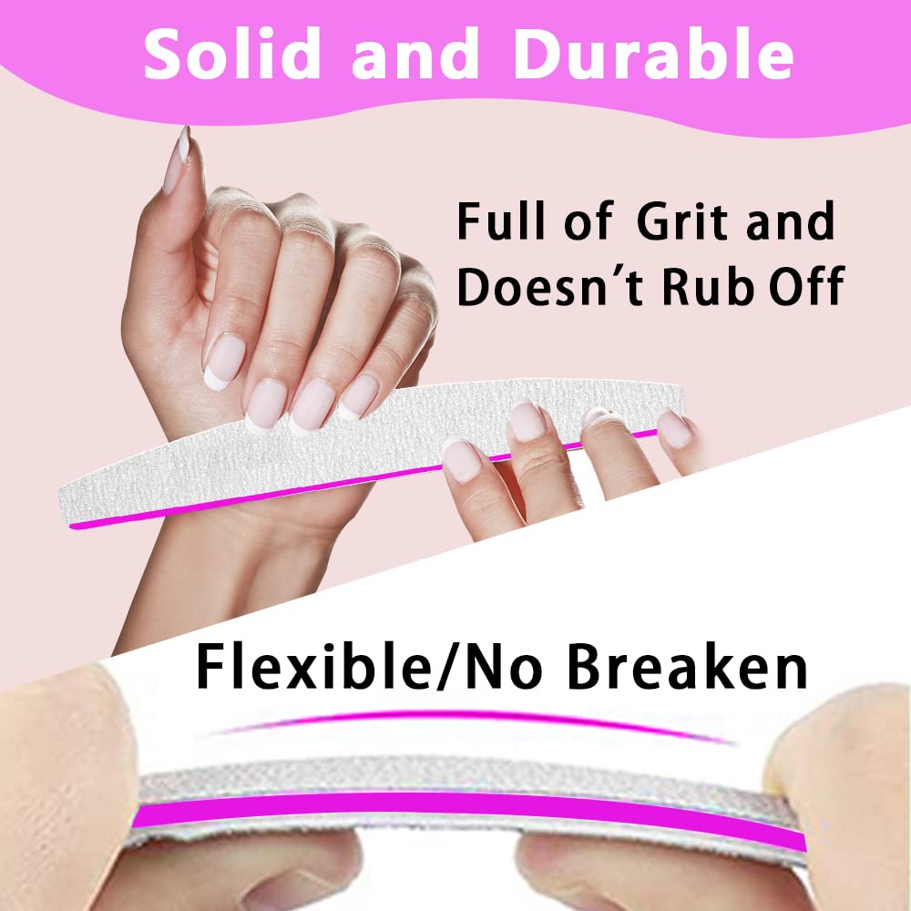Professional Nail Files 50pcs - 180/240 Grit Double-sided Emery Board for Acrylic, Gel, or Thick Nails - Washable and Reusable