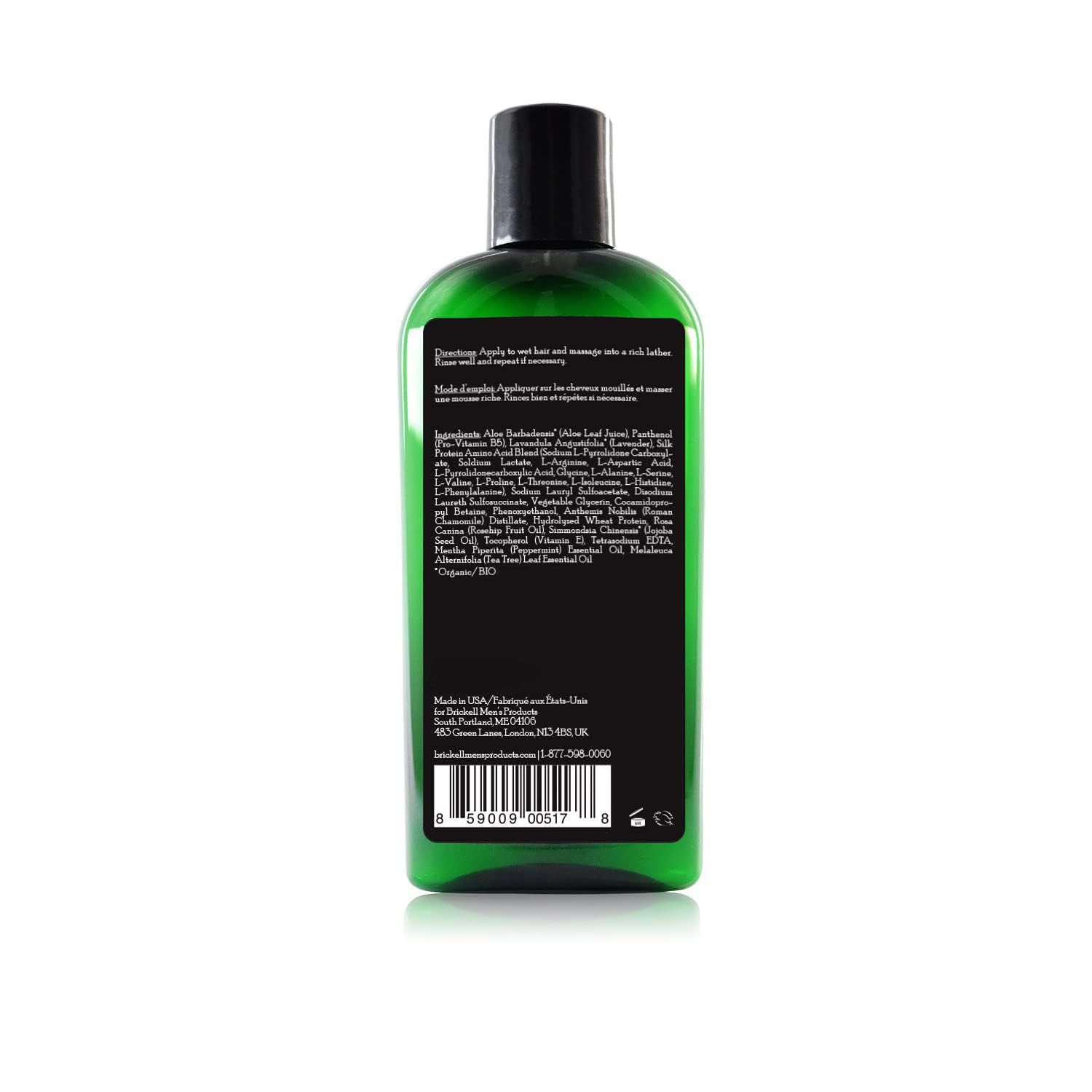 Brickell Men's Daily Strengthening Shampoo for Men, Natural and Organic Featuring Mint and Tea Tree Oil To Soothe Dry and Itchy Scalp, Sulfate Free and Paraben Free, 236 ml, Scented