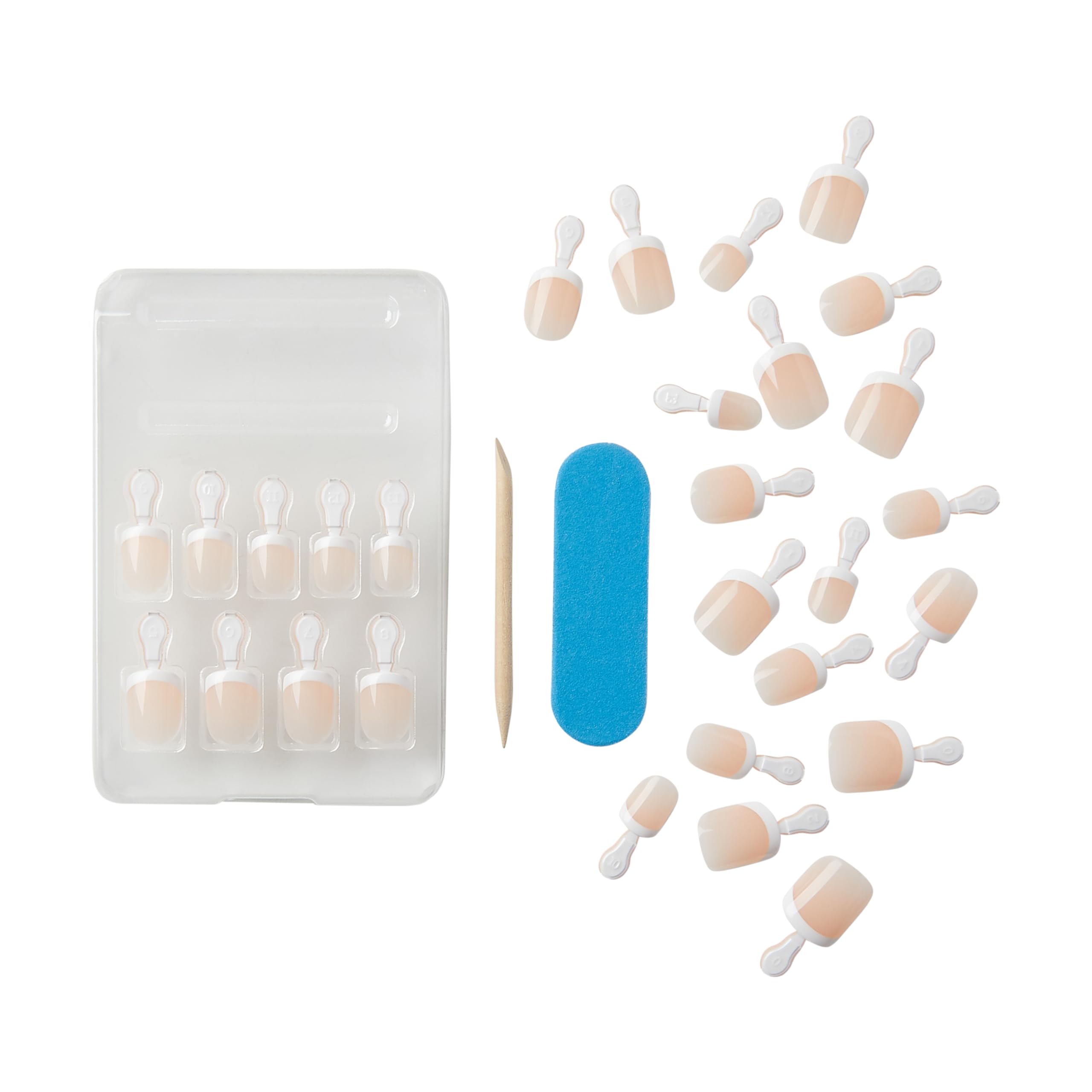 KISS Salon Acrylic, Press-On Nails, Nail glue included, 'Crush Hour', French, Petite Size, Squoval Shape, Includes 28 Nails, 2g Glue, 1 Manicure Stick, 1 Mini File