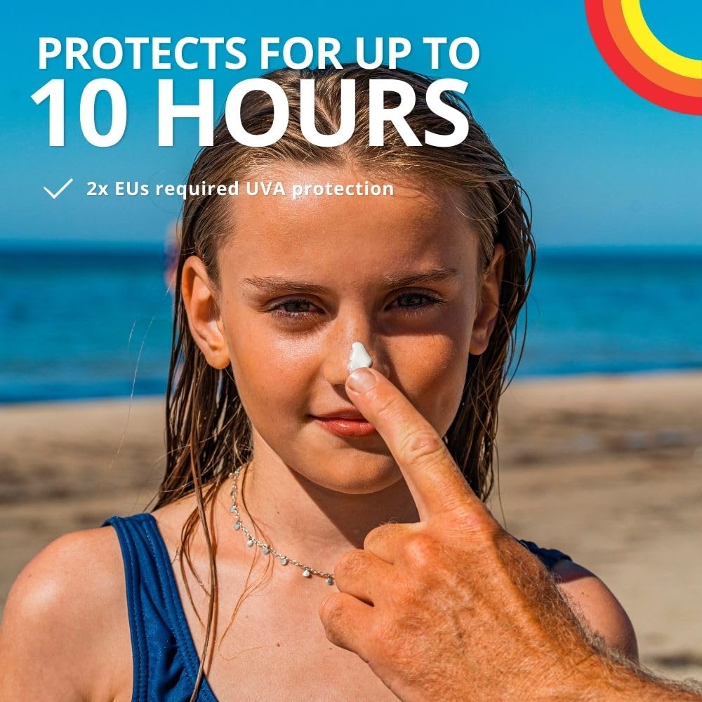 Riemann P20 Sun cream/lotion for Kids (+1 yr) SPF50+. All day long, Once a day, Hydrating, Absorbs Fast, Long lasting, 5*UVA & UVB, protects up to 10hrs, water resistant up to 3hrs, no Octocrylene.