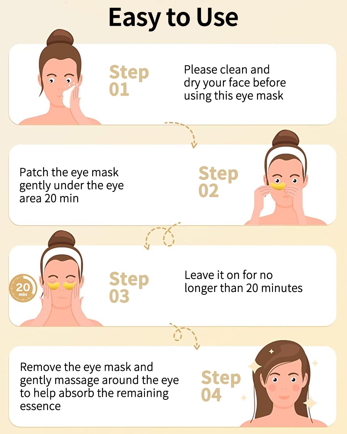 Under Eye Patches (48 Pairs) - 24K Gold Eye Masks Skincare Enriched with Abundant Collagen, hyaluronic acid, anti-aging self care eye gel pads for puffy eyes, dark circles and eye bags,wrinkle patches