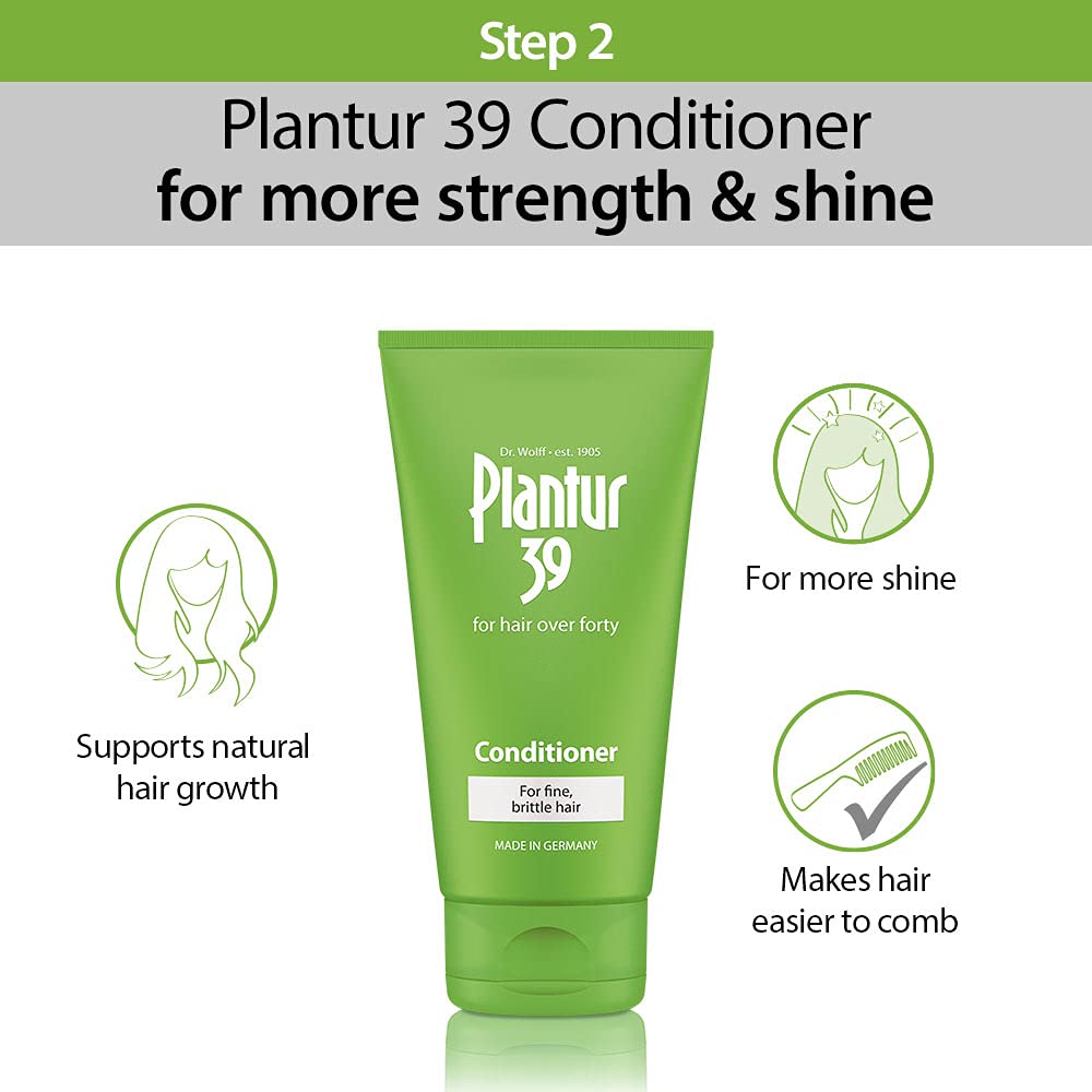 Plantur 39 Caffeine Shampoo Conditioner and Tonic Prevents and Reduces Hair Loss | For Fine Brittle Hair | Unique Galenic Formula Supports Hair Growth | 250ml Shampoo | 150ml Conditioner | 200ml Tonic
