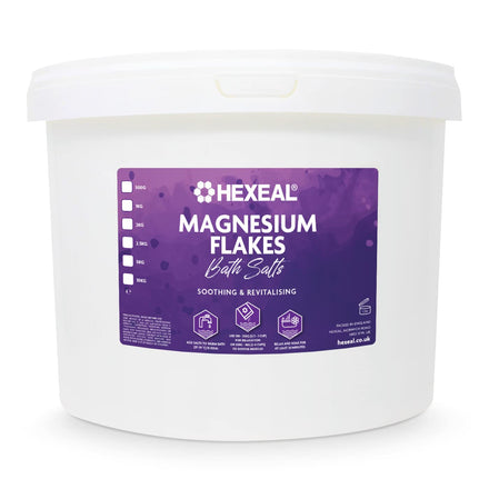 Hexeal Magnesium Flakes 10kg – 10kg Bucket of Magnesium Flakes to Soothe Muscles, Joints & Aches – for Bathing, Gardening & Beauty – Household & Commercial Use