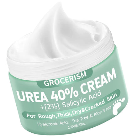 Urea Cream 40 Percent For Feet Plus 2% Salicylic Acid 250g || Foot Cream and Hand Cream Maximum Strength with Hyaluronic Acid, Tea Tree, and Aloe Vera for Deep Moisturizes