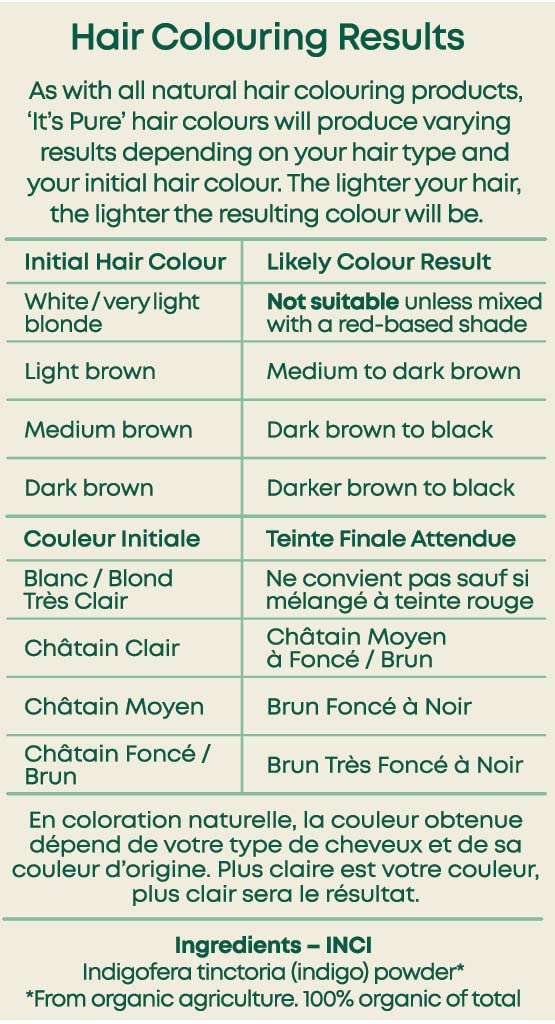 It's Pure Organic Henna Hair Dye in Indigo Black | 100% Natural, Vegan, & Gluten Free | PPD Free Hair Dye, Ammonia Free, Resorcinol Free, & Peroxide Free | Volumising, Strengthening, & Revitalising |