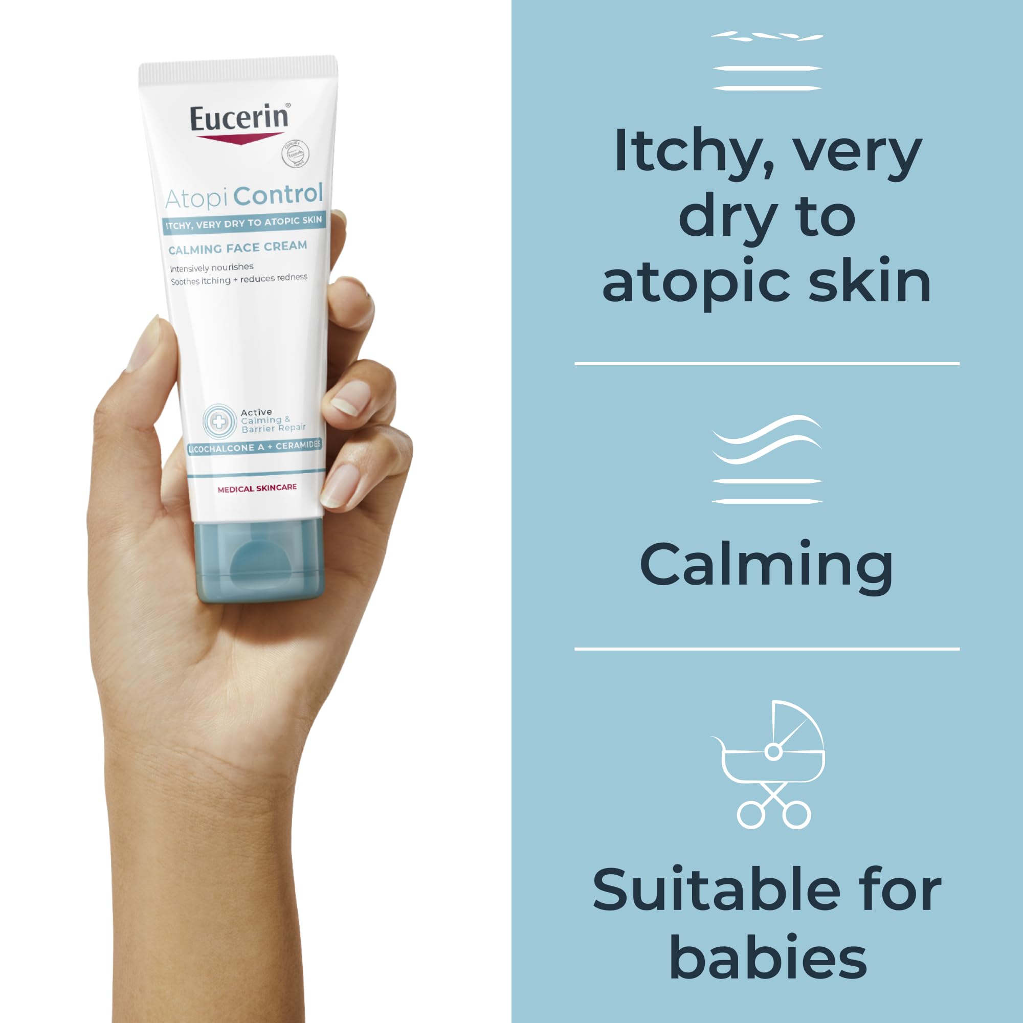 Eucerin AtoControl Face Care Cream for Reduces Redness and Itching, 50ml